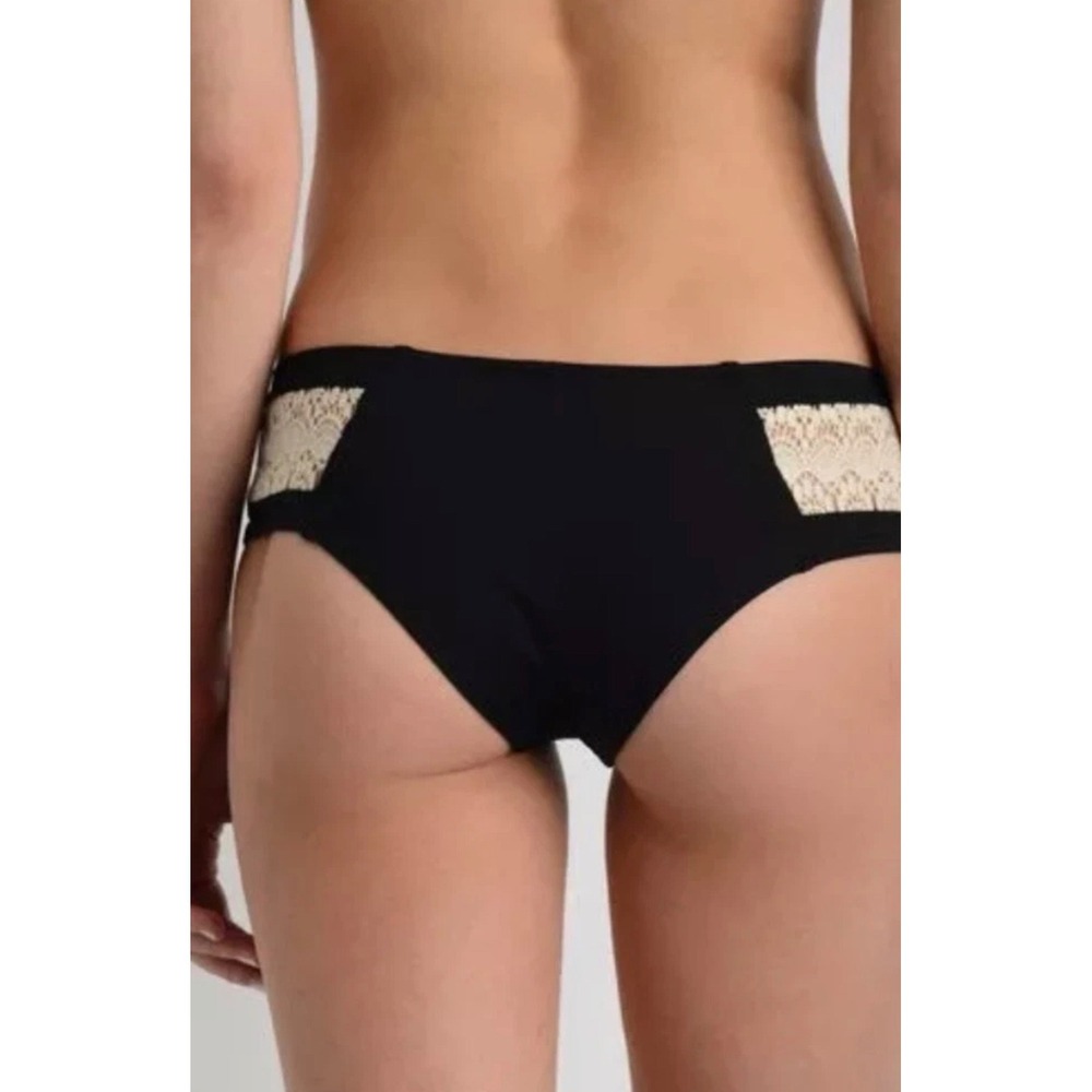 L*Space Monica Wise Black Crochet Racerback Bikini Set 2Piece Swimsuit MediumNWT - Picture 3 of 12